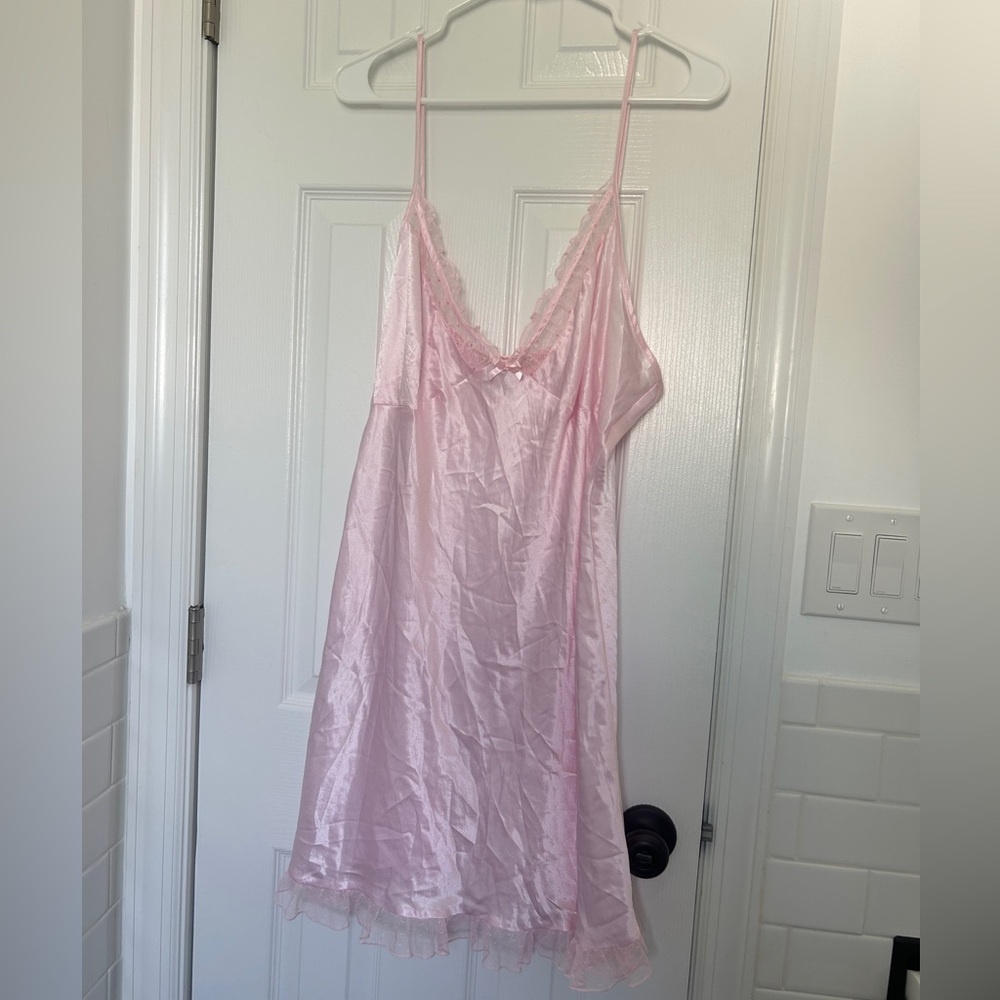 California Dynasty Pink Satin Slip Dress - XL